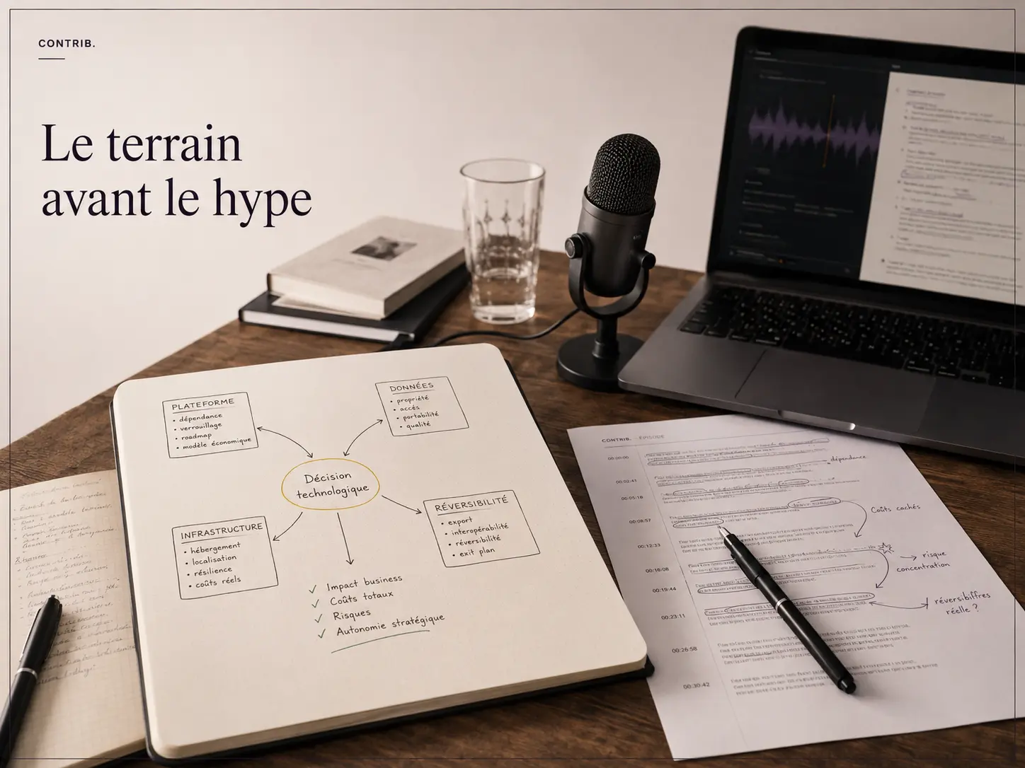 Deux experts discutant des dépendances technologiques en e-commerce lors d’un podcast
